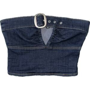 dark blue i.am.gia adjustable belted denim corset top